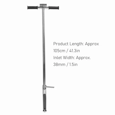 Bodenprobenehmer, 105cm Bodenprobe Sonde Edelstahl Bodensonden-Probenehmer mit Auswerfer-Fußpedal und T-Griff für Rasen Garten Bauernhof