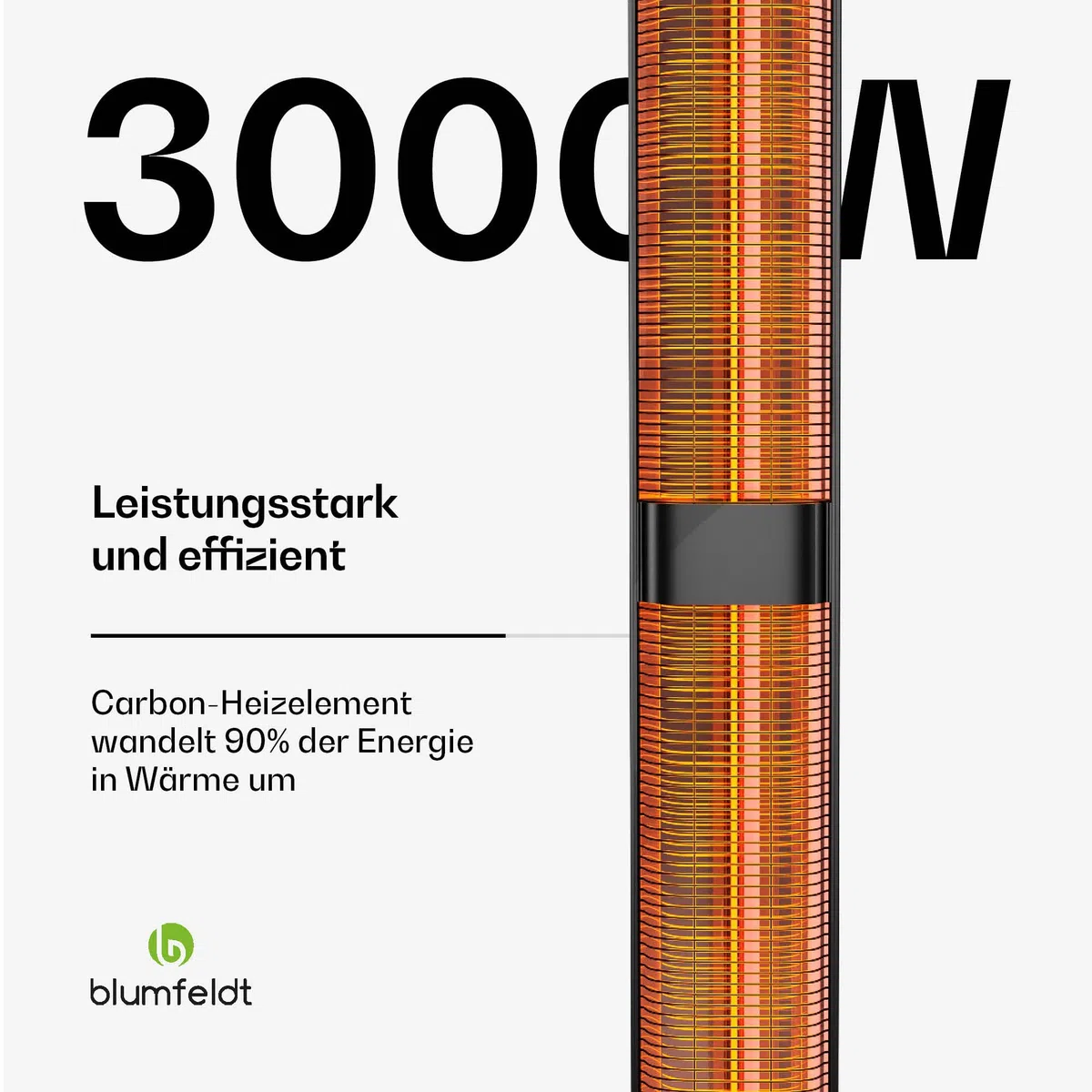 blumfeldt BlazeTower Infrarotheizung Standgerät - 3000 W Leistung, Einstellbare Heizstufen, Wetterfest IP45, Umkippschutz, Fernbedienung & 24-Stunden-Timer - Ideal für Terrasse & Garten