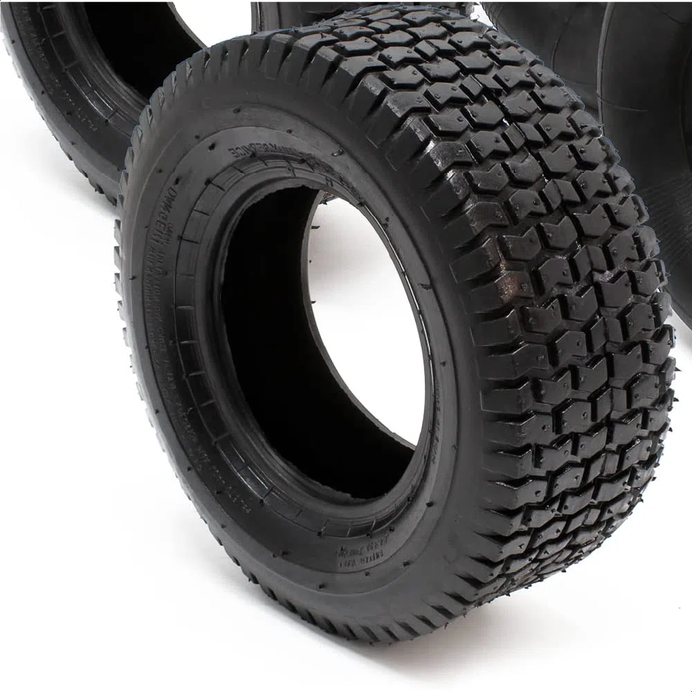 Wiltec 2x Reifenmantel 2x Schlauch für Aufsitzmäher/Rasentraktor 18x8.50-8 4PR Winkelventil