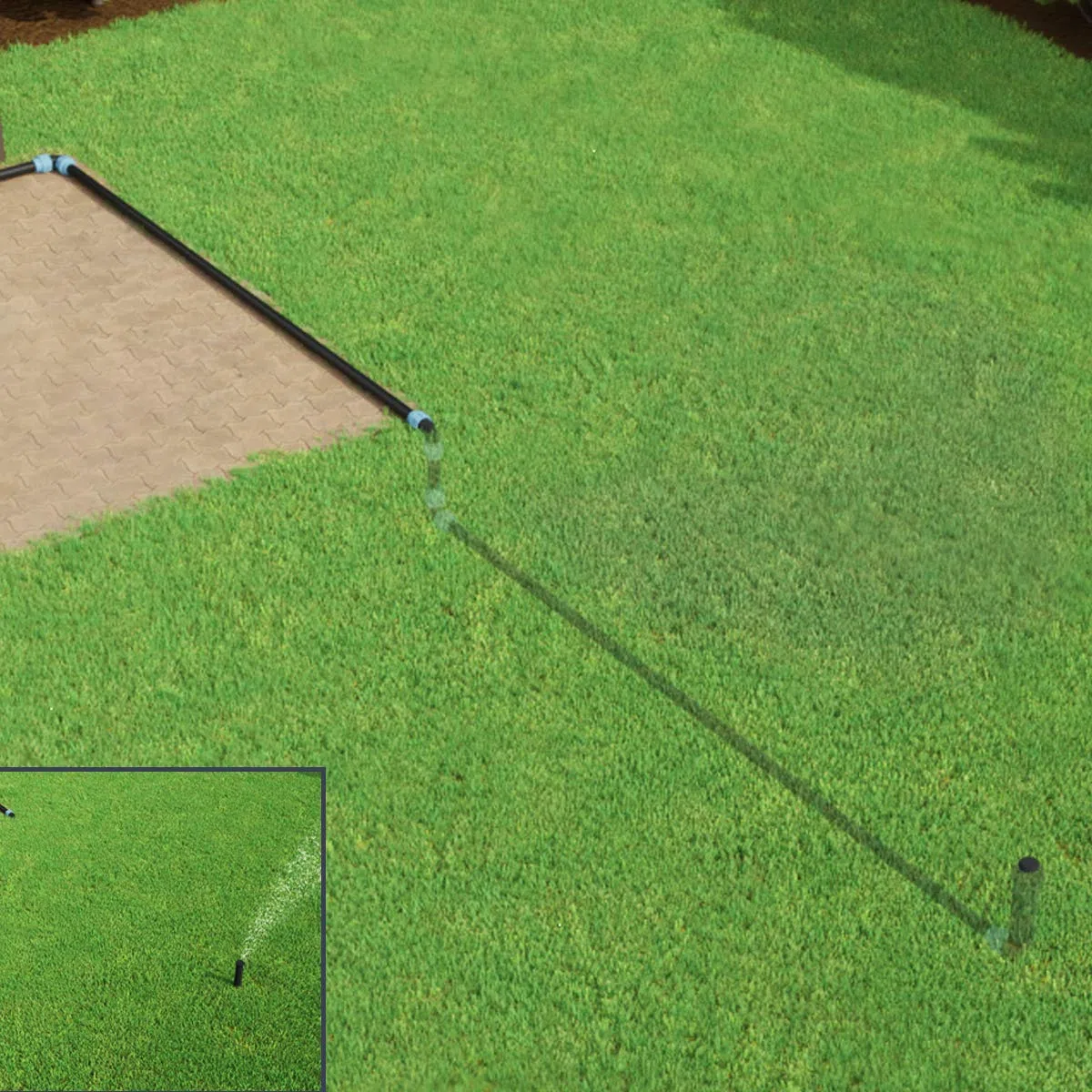 HOLZBRINK Start Set Bewässerungssystem Rasenbewässerung inkl. 50 m LDPE Verlegerohr 25 mm, 5X Versenkregner, HTB-11-5-50