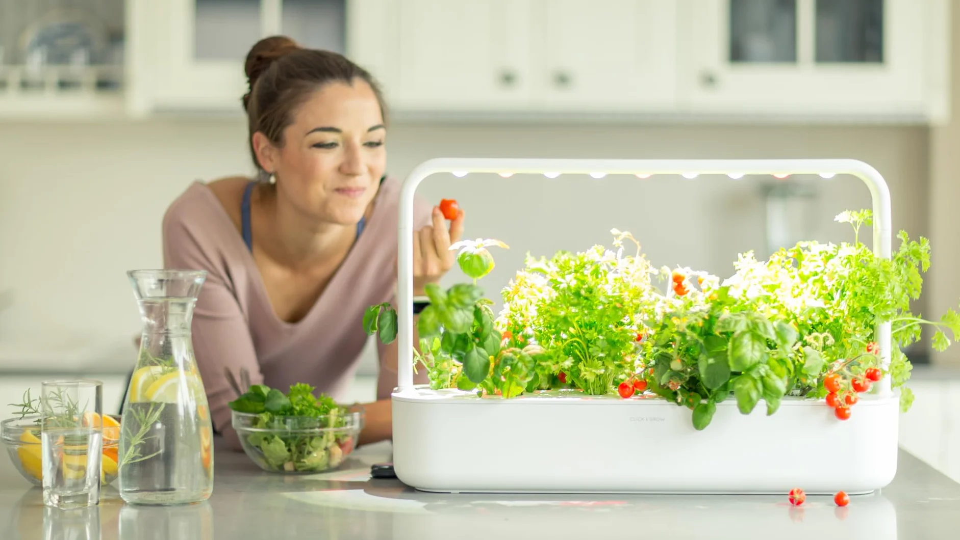 Click and Grow Indoor Garten, einfacher als Hydroponisches anzuchtsystem, Smart Garden mit LED, kräutergarten, Indoor gewächshaus mit 9 Plant pods dabei (weiß)