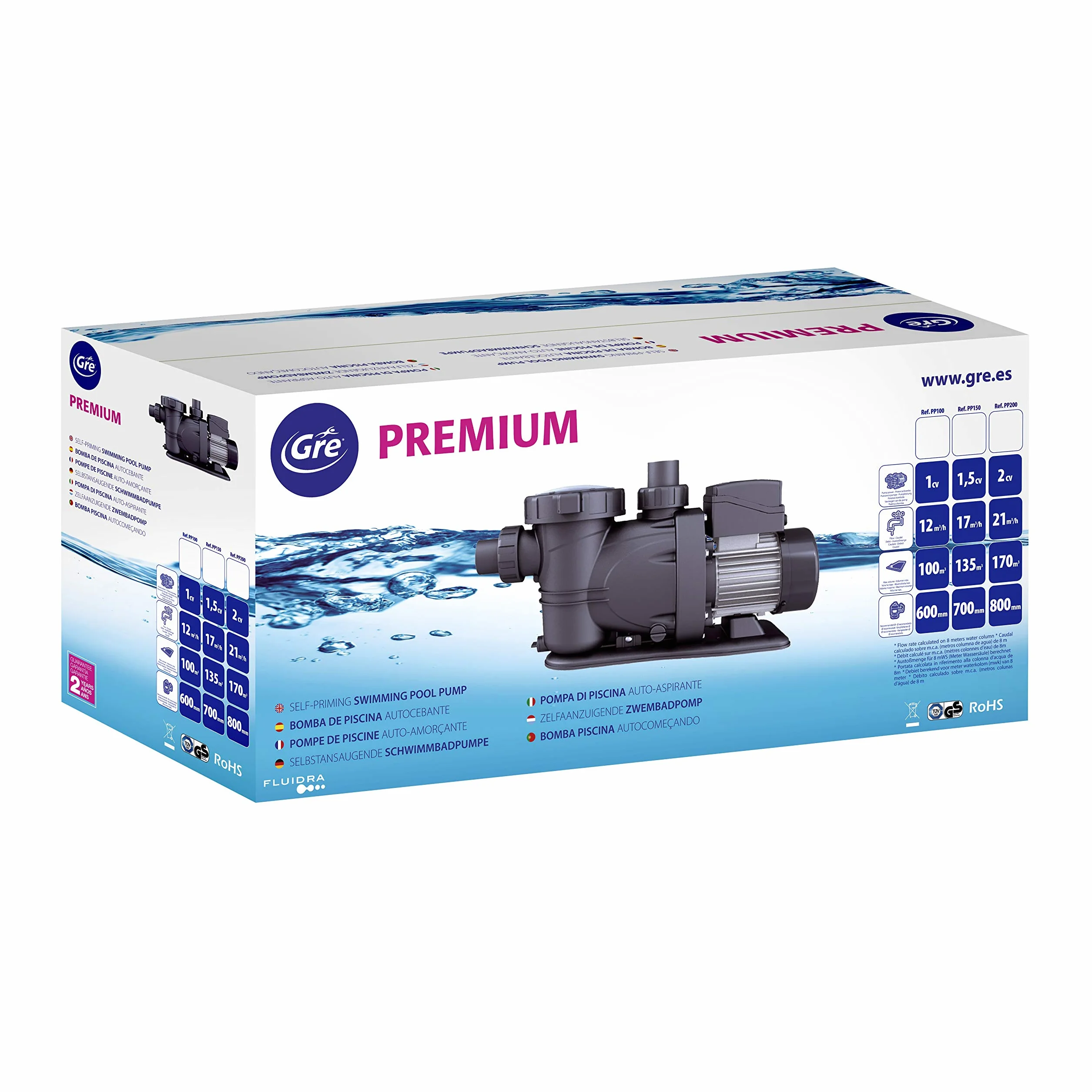 Gre PP102 - Poolpumpe, 900 W, 20 m³/h, bis zu 100 m³, Sandbehälter Ø 600 mm, entspricht der europäischen Ökodesign-Richtlinie