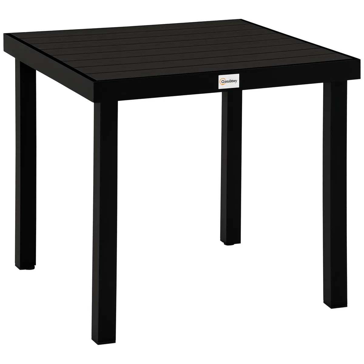 Outsunny Gartentisch für 6 Personen Esstisch Aluminiumtisch Gartenmöbel Loungemöbel pflegeleicht Kunststoff Natur+Schwarz 80 x 80 x 74 cm
