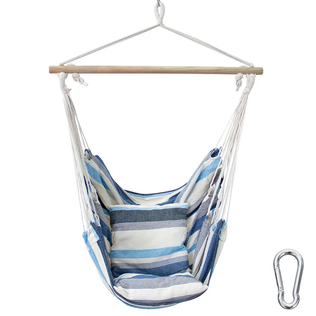yourGEAR Lombok - Hängesessel mit 2 Kissen - Sitz-Hängematte - Farbauswahl Smaragd (Grün) oder Aqua (Blau) - max 240 kg Labor geprüft - Hängesitz Hängeschaukel 360° Swing Chair [Aqua]