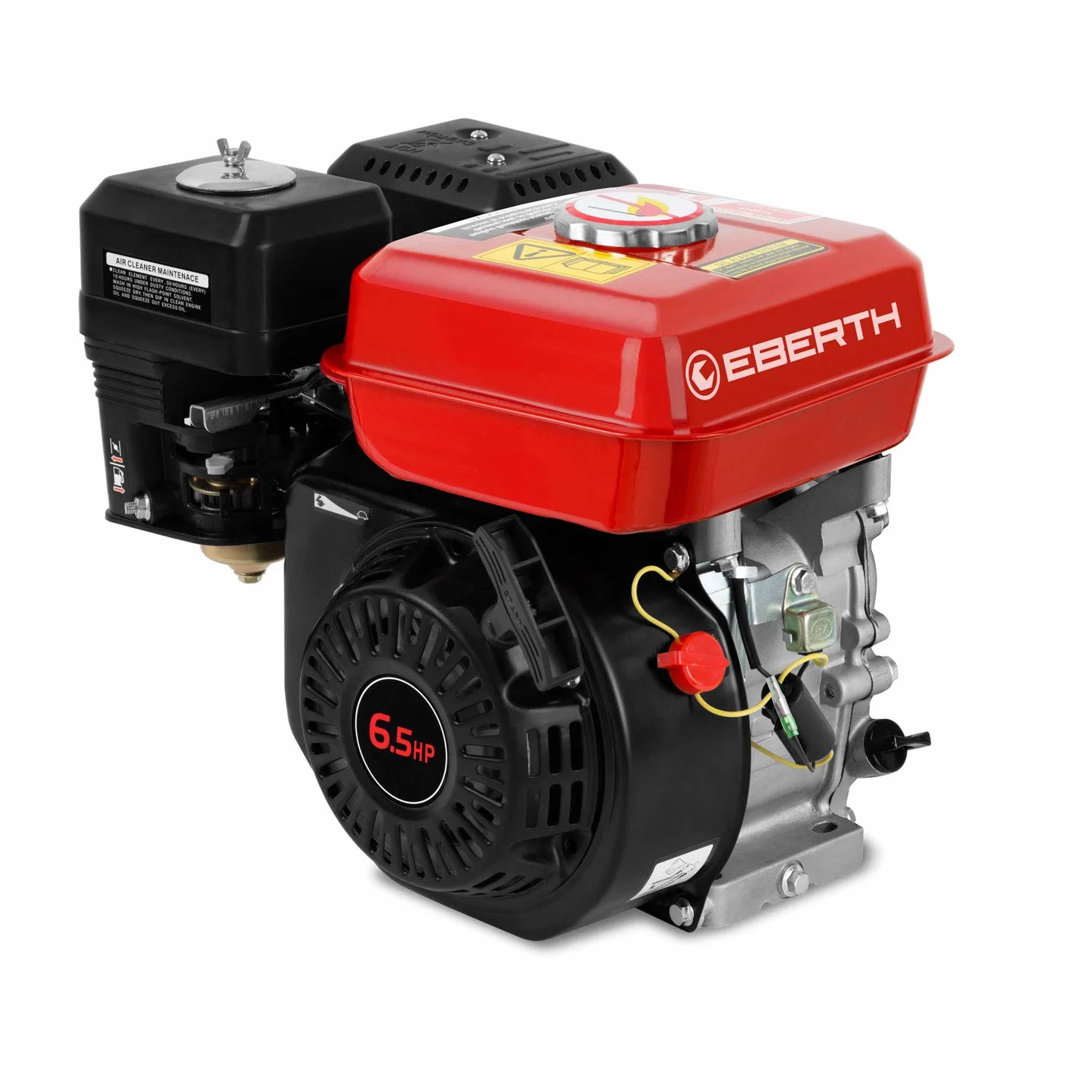 EBERTH 6,5 PS 4,8 kW Benzinmotor Standmotor Kartmotor mit Reduktionsgetriebe 2:1, Benzin Motor mit 20 mm Ø Welle, Ölmangelsicherung, 4-Takt, 1 Zylinder, 196 CCM Hubraum, Antriebsmotor mit Getriebe