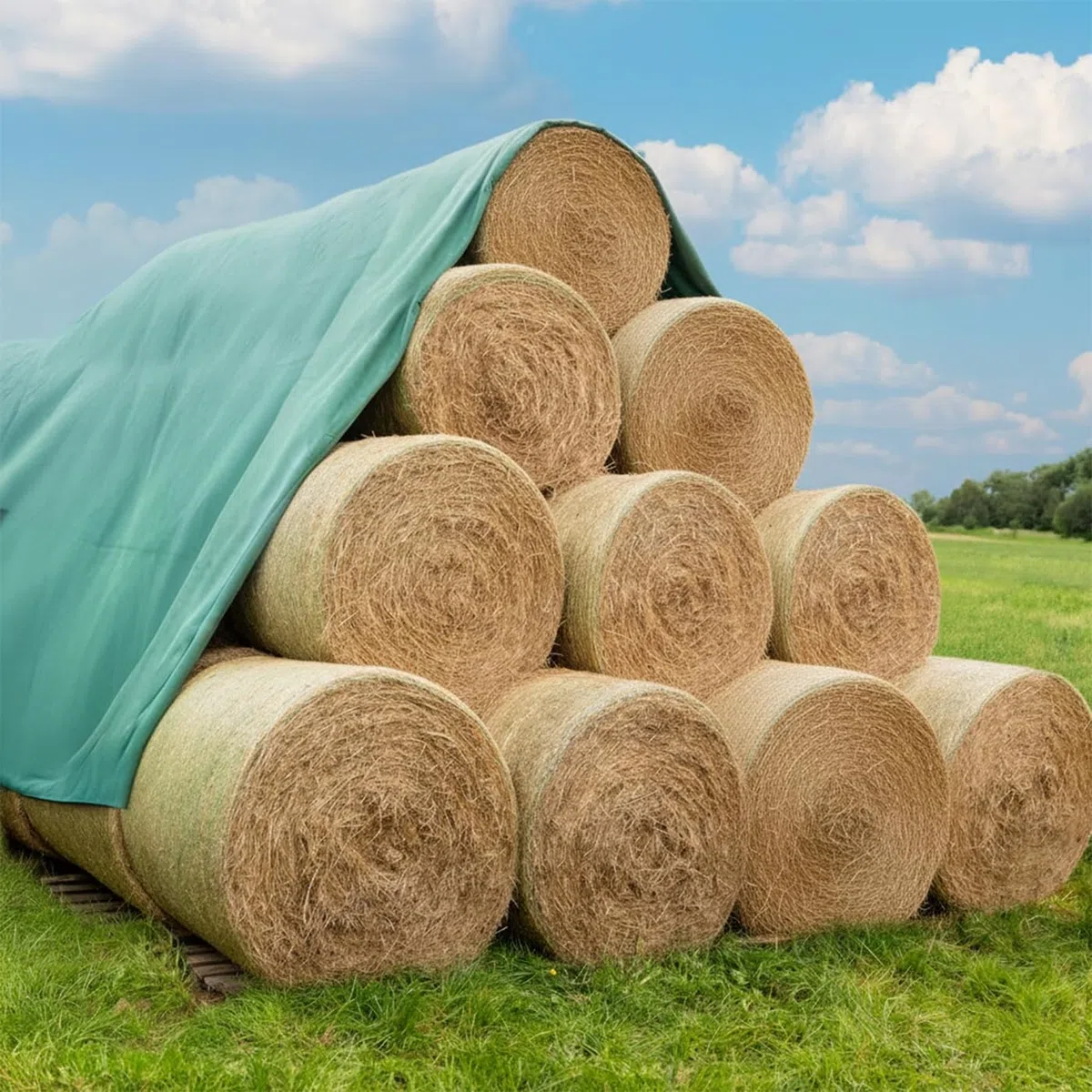 VOSS.farming Heuvlies 12,2 x 6m, Strohvlies, Strohballenschutz, Rundballen-Vlies 140g/m²