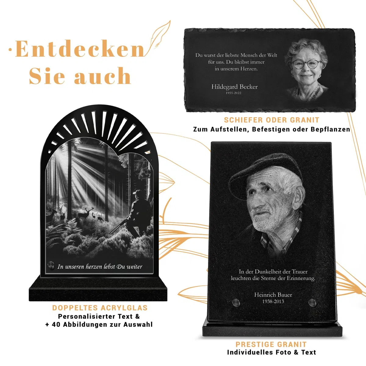 ETERNEL - Personalisierte Grabplatte Buch Astro Schütze Foto und Text anpassbar, lasergravierte Grabplatte für Hommage, Grabplatte, Grabstein, Zeremonie, Beerdigung