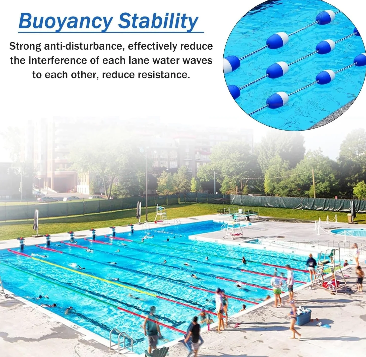 Generisch Sicherheits-Pool-Trennseil-Schwimmer - Strapazierfähige schwimmende Nylon-Leine für Schwimmbäder, Wasserabscheider mit hohem Auftrieb (Größe: 10 m) - Erhöhte Poolsicherheit