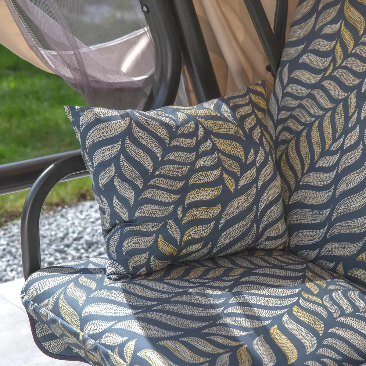 PATIO Hollywoodschaukel Auflage 180 cm Rimini/Venezia 3 Sitzauflagen mit Seitenkissen Gartenbankauflage Volant vorne