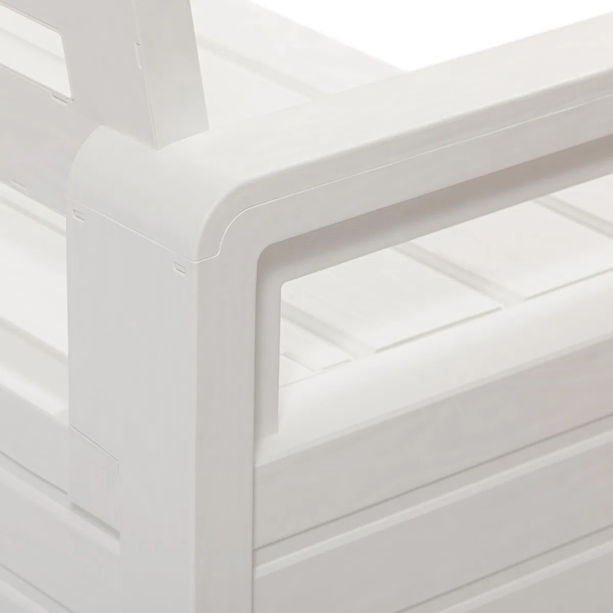 Toomax Foreverspring Truhe mit Sitz für 2 Personen, 270 Liter, Kunststoff, Holzoptik, weiß, Maße: 132,5 x 58 x 89 cm