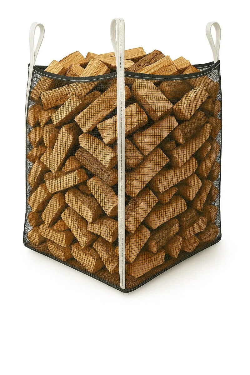 Woodbag Holz Big Bag Netzgewebe mit Sternboden 100x100x100/120/140/160cm für Brennholz (ohne Inhalt) (10, 100 x 100 x 120 cm)