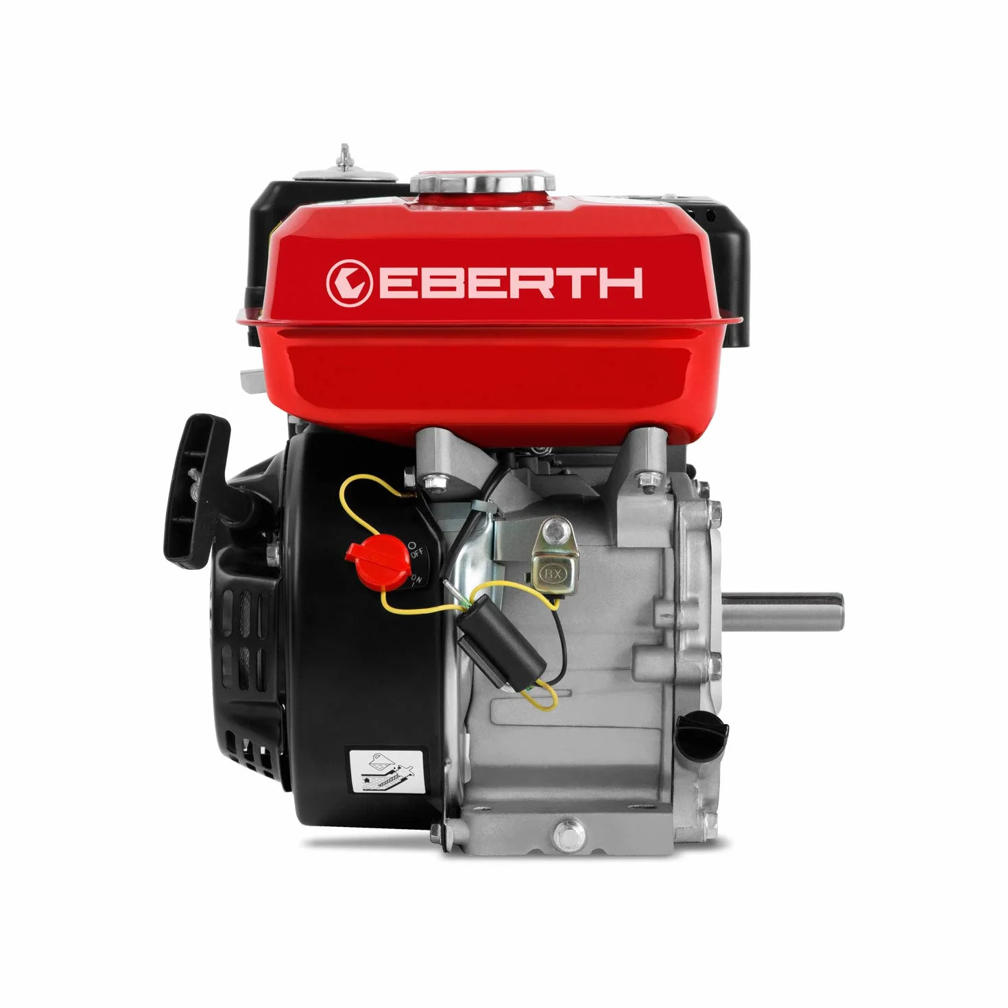 EBERTH 6,5 PS 4,8 kW Benzinmotor Standmotor Kartmotor Antriebsmotor mit 20 mm Ø Welle, Ölmangelsicherung, 4-Takt, 1 Zylinder Benzin Motor, 196 ccm Hubraum, luftgekühlt, Seilzugstart
