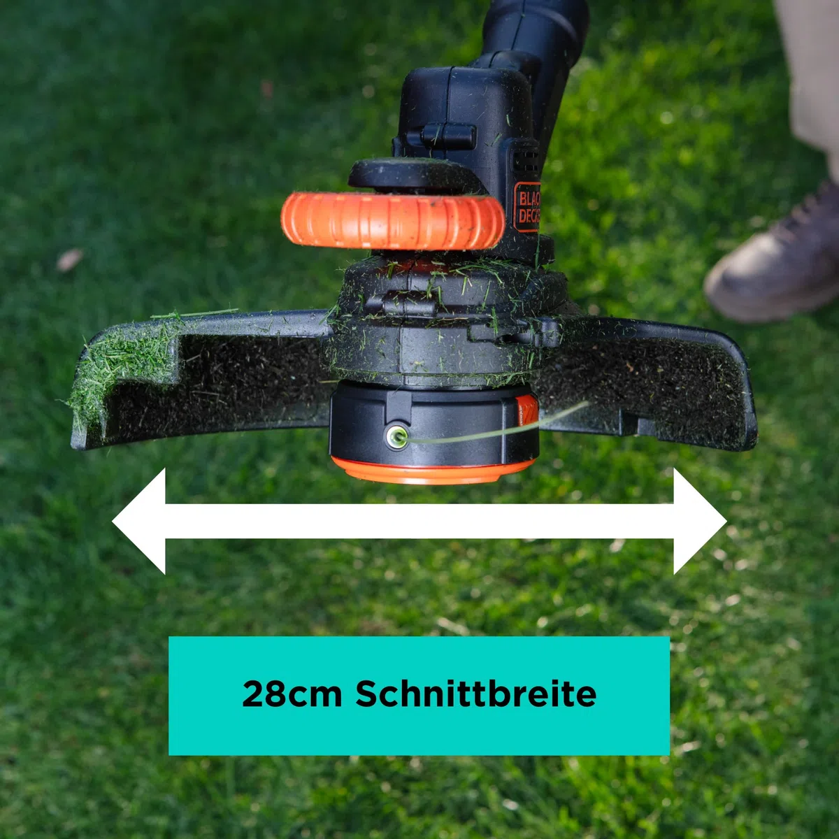 BLACK+DECKER 18V Akku-Rasentrimmer (28 cm Schnittbreite, AFS Reflex Fadenverlängerung, verstellbarer Zweithandgriff, mit Führungsrad, Lieferung ohne Akku und Ladegerät) BCST918B