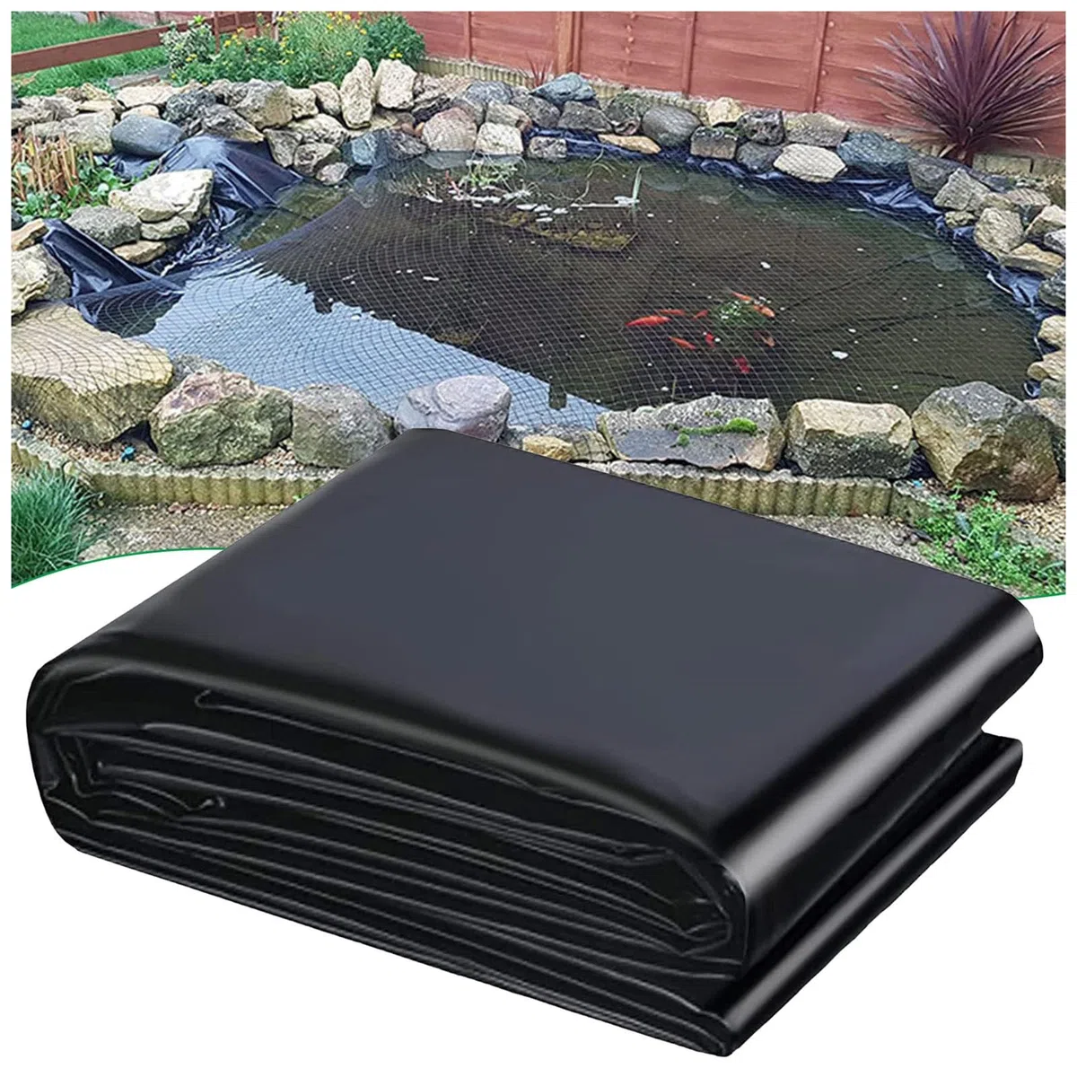 Robuste Teichfolie, 9 x 9 m, flexibel, undurchlässig, für Koi- und Fischteiche, langlebig und leicht zu schneiden, ideal für große Teiche