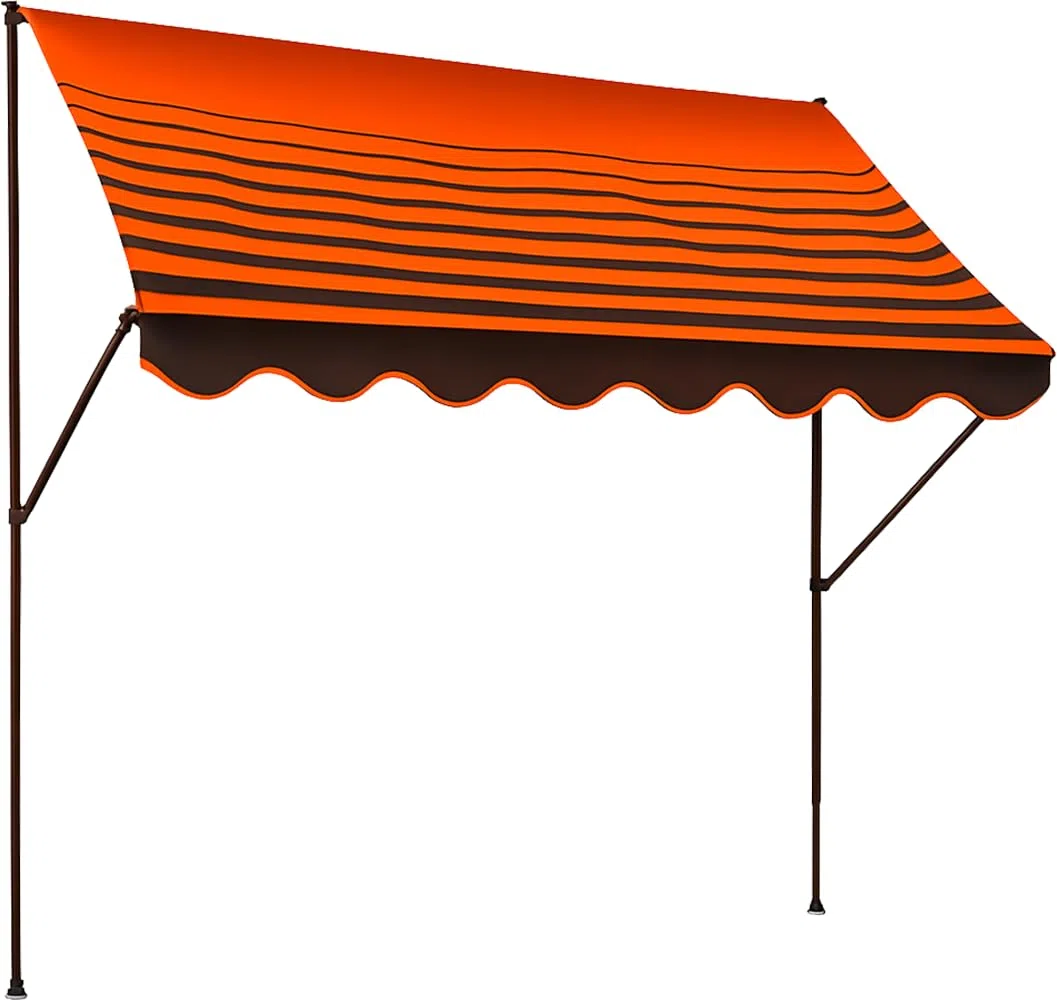 Angerer Klemmmarkise Exklusiv mit Handkurbel, Terrasse/Balkon, einfache Montage ohne Bohren, Made in Germany, hochwertiger Stoff, UV-beständig, höhenverstellbar, wasserabweisend, 300 cm Orange-Braun