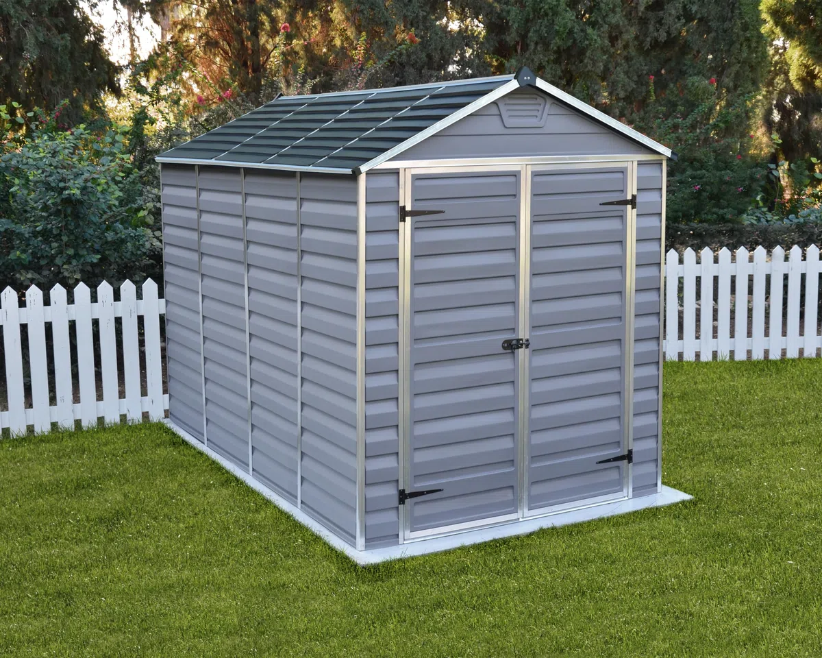 Canopia by Palram Gerätehaus Garten Skylight 6x10 Geräteschuppen Metall 185 x 304 cm Anthrazit Polycarbonatplatten rostbeständig UV-Schutz