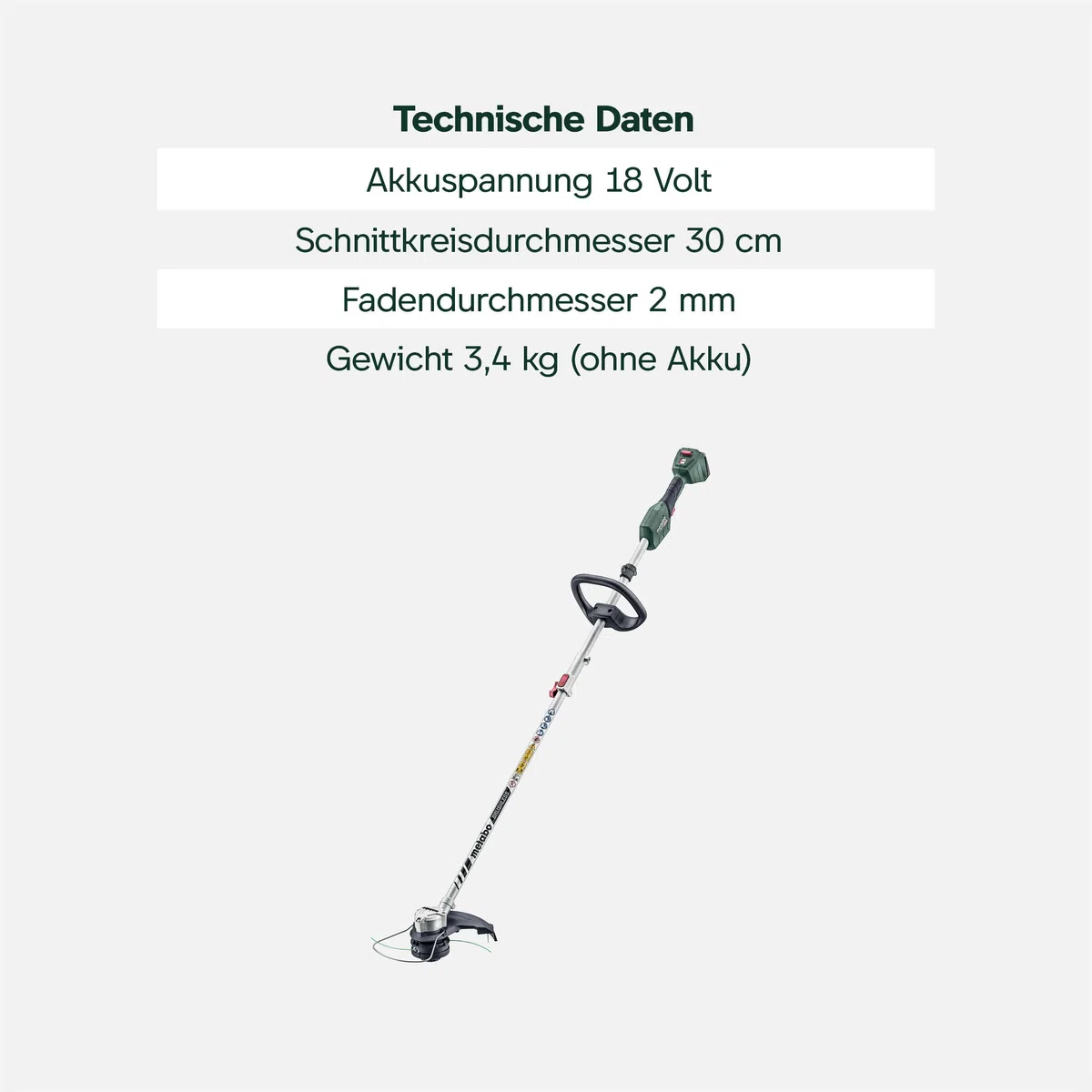 metabo Akku-Rasentrimmer RTD 18 LTX BL 30, Brushless Rasenkantenschneider