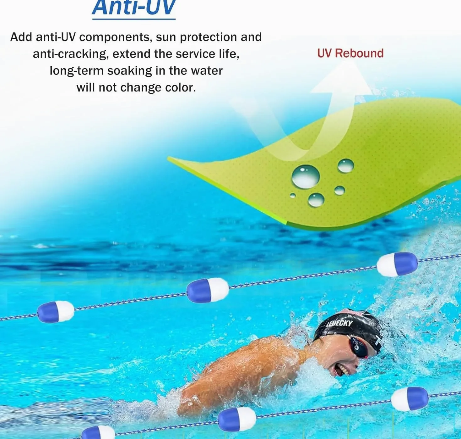 Generisch Sicherheits-Pool-Trennseil-Schwimmer - Strapazierfähige schwimmende Nylon-Leine für Schwimmbäder, Wasserabscheider mit hohem Auftrieb (Größe: 10 m) - Erhöhte Poolsicherheit