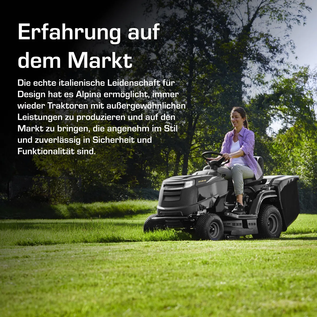Alpina AT4 84 HA Gartentraktor, 6,3 kW, 84 cm – Fangkorb 200 l, Hydrostatikgetriebe – Rasenflächen Bis 3.500 m²