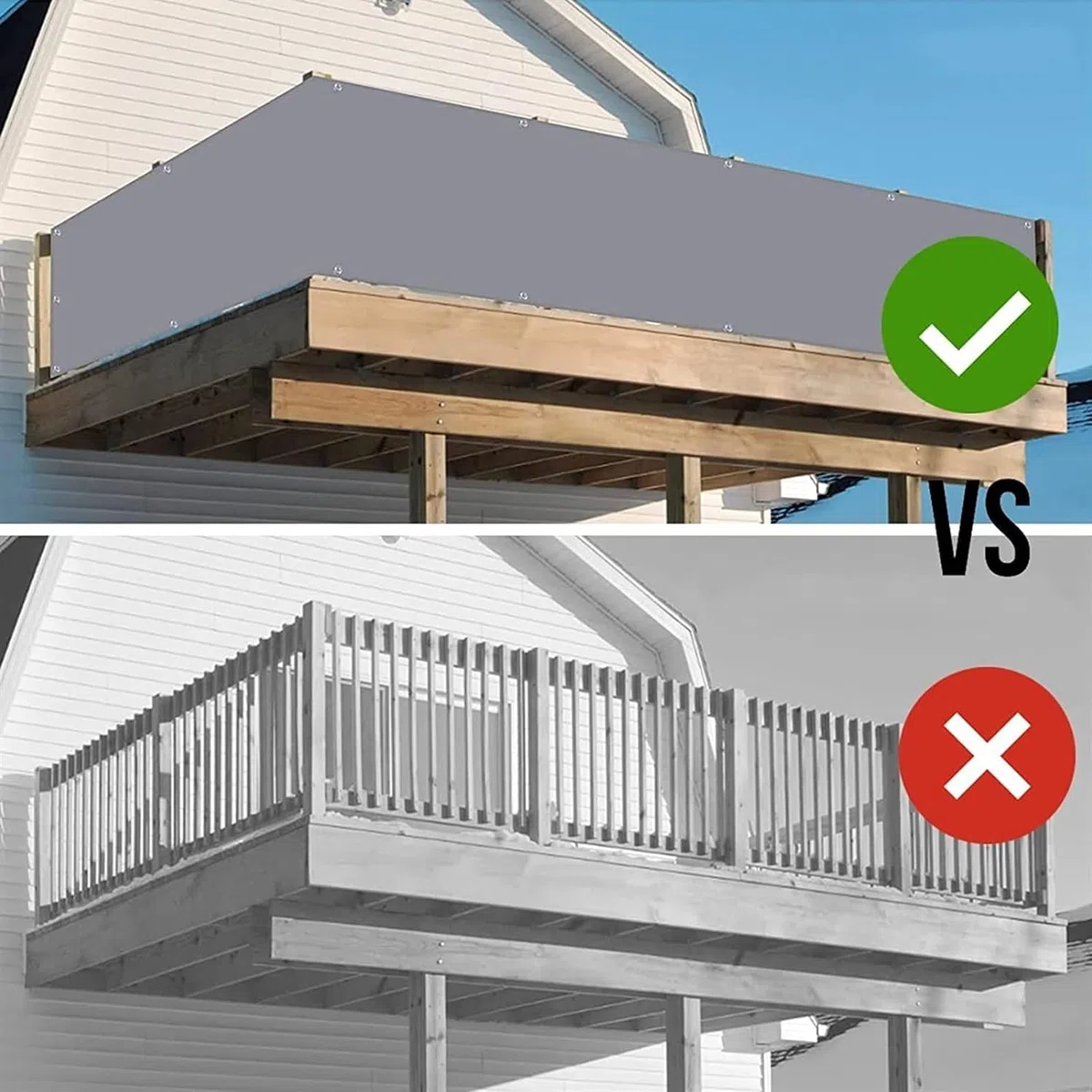 Sichtschutz Balkon 105 x 870 cm UV Und Witterungsbeständigkeit Balkonschutz Balkonabdeckung Sonnensegel Rechteckig mit Ösen Und Kabelbinder für Den Gartenzaun, Grau