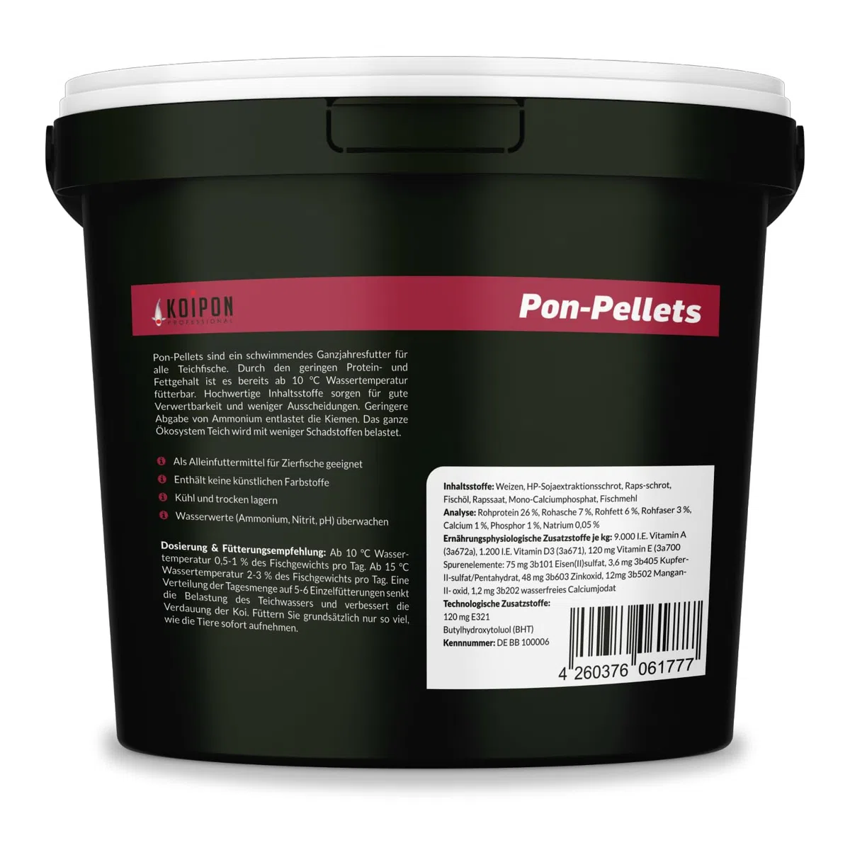 KOIPON Pon-Pellets 3mm 3,5 kg, Fischfutter für Teichfische, Ganzjahresfutter schwimmend, Teichfutter, als Koifutter und Goldfischfutter geeignet