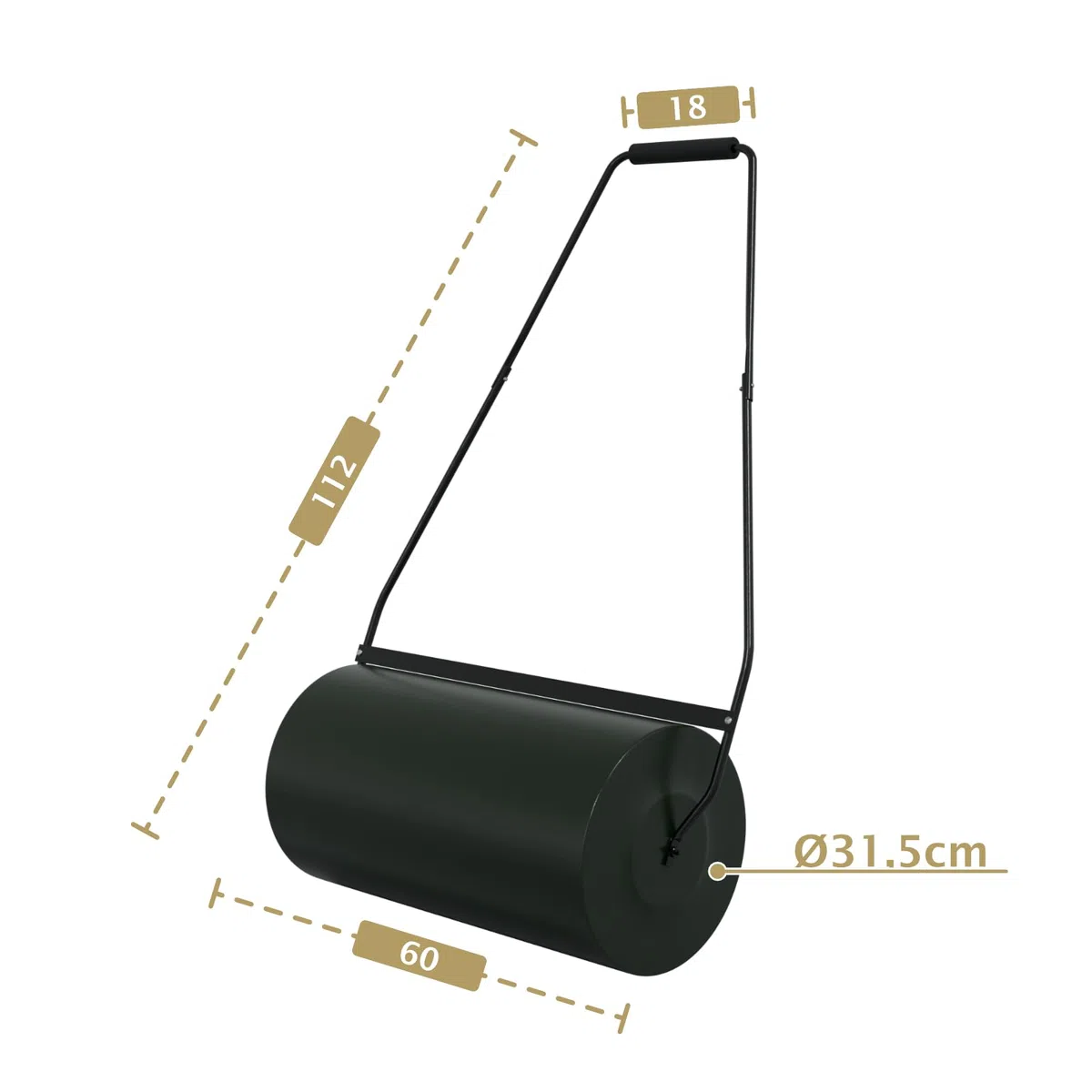 HAGO24 | Gartenwalze | Rasenwalze | Handwalze | 60cm | Stahl | 50L
