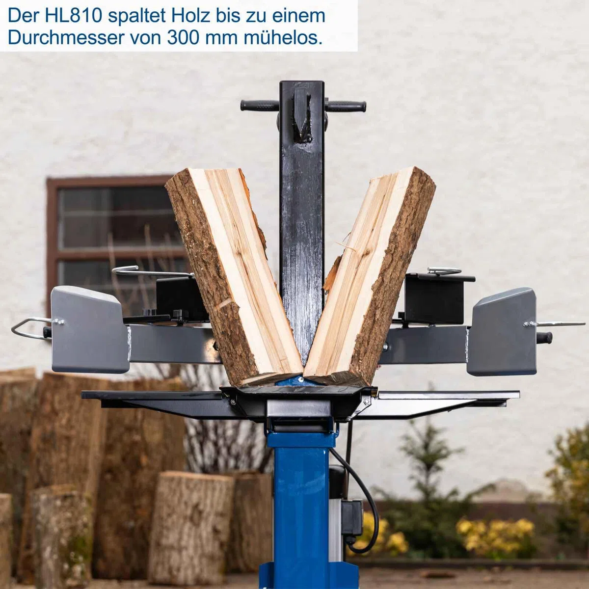 Scheppach Holzspalter stehend HL810 | 8 Tonnen Spaltkraft | 400V 3500W | 550mm Spaltgutlänge | 300mm Spaltgutdurchmesser | Hydraulikspalter Brennholzspalter Kurzholzspalter mit Fahrvorrichtung