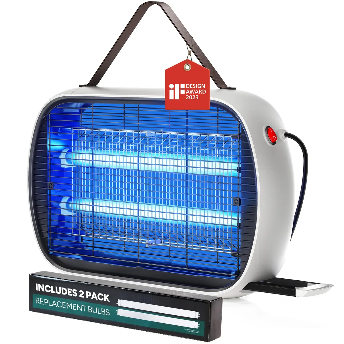 Buzbug Elektrischer Insektenvernichter 5000 q. Ft. Modern und elegant, Insektenvernichter für den Innenbereich, Fliegen- und Mückenkiller für Haus, Küche, Restaurant, Garage, Büro, Lager (weiß)
