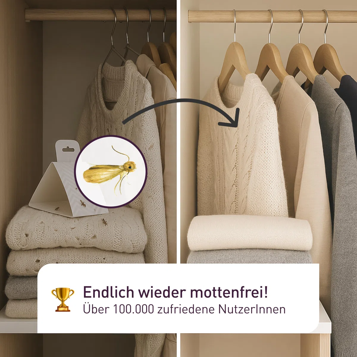 Plantura Schlupfwespen gegen Kleidermotten, Komplett-Lösung mit 12 Karten (3 Karten à 4 Lieferungen) - hochwirksame & nachhaltige Bekämpfung, Alternative zu Mottenkugeln