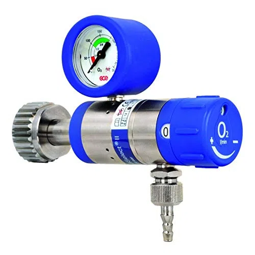 Sauerstoff Druckminderer (O2 Med.) MediSelect 25 "GCE" langer Anschlussbolzen, 0-25 l/min regelbar