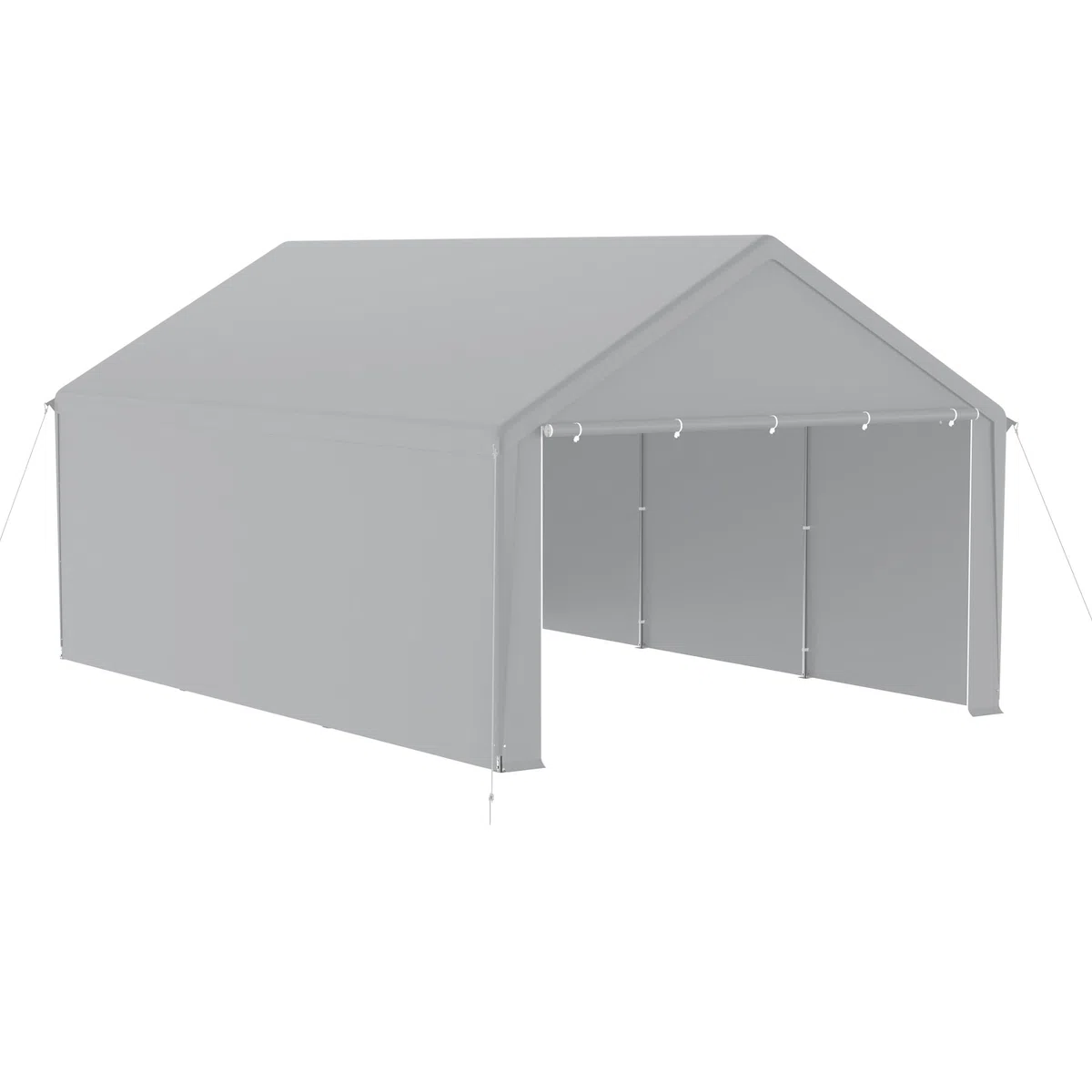 HENGMEI Zeltgarage Große Carport Garagenzelt Autoüberdachung Garagenüberdachung Lagerzelt UV-beständig Wasserdicht Unterstand mit Roll-up-Fenster (4x6 m, Grau)