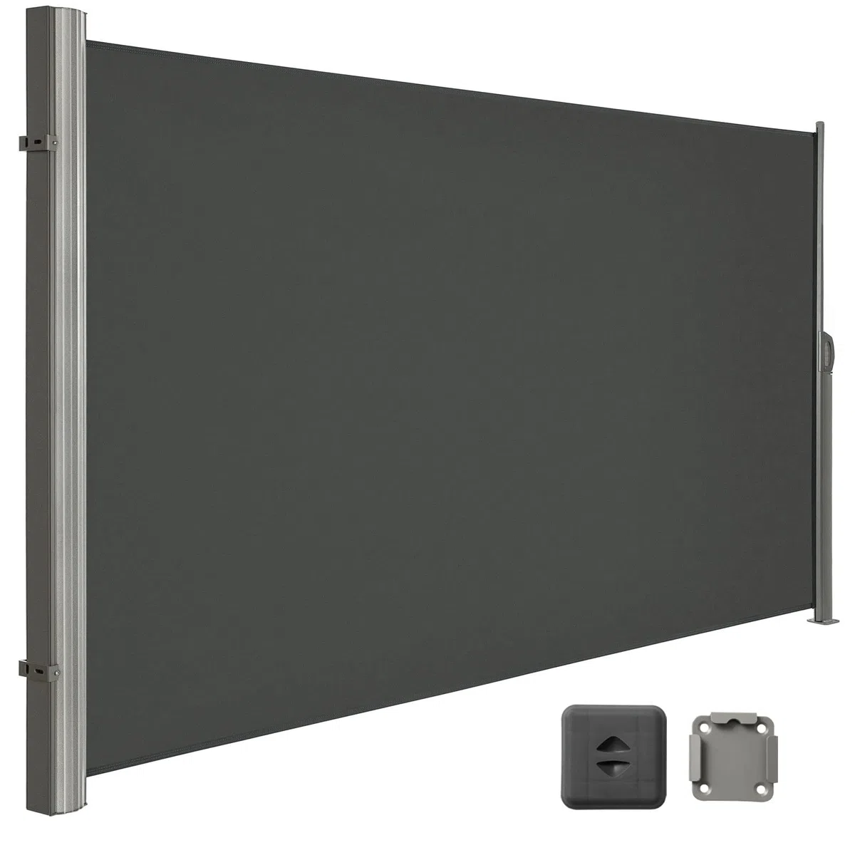 LARMNEE Alu-Seitenmarkise, ausziehbar, 180 x 450 cm, Sichtschutz, Sonnenschutz, Blickdicht, Seitenrollo, für Balkon, Terrasse, Garten, Anthrazit EBK1845BP02