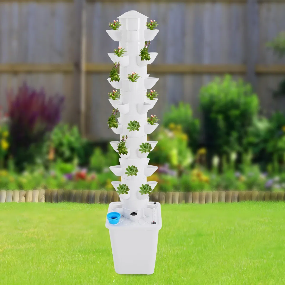 Hydroponic Tower Growing System, Hydroponik Turm Kit mit 10L Wassertank, 9 Etagen 45 Löcher Pflanzturm Hydroponisches Anzuchtsystem für Kräuter, Obst und Gemüse