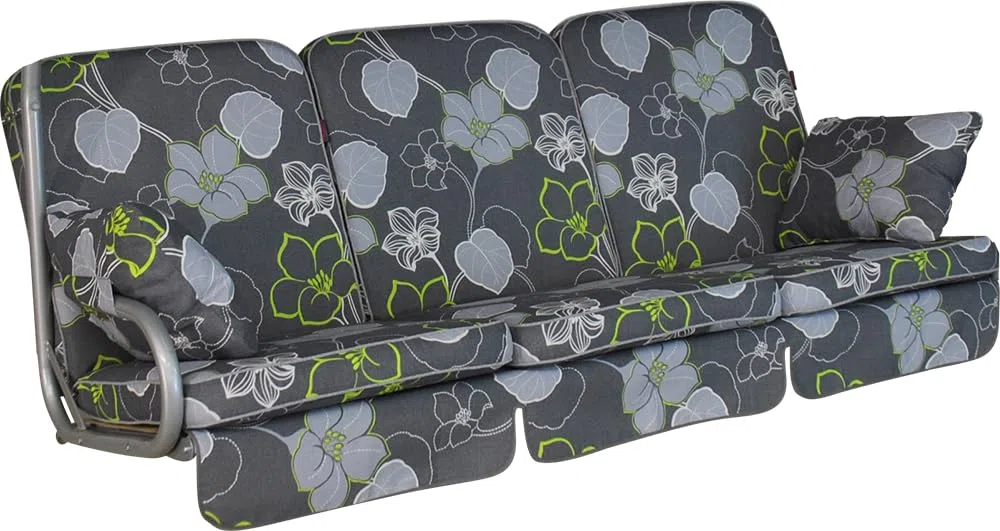 ANGERER Hollywoodschaukel Auflage Comfort – Ersatzauflage für 3-Sitzer Gartenschaukel – Polster für Schaukel zum Sitzen, Liegen & Entspannen, Made in Germany, hochwertiger Stoff, Grau-Grün geblümt