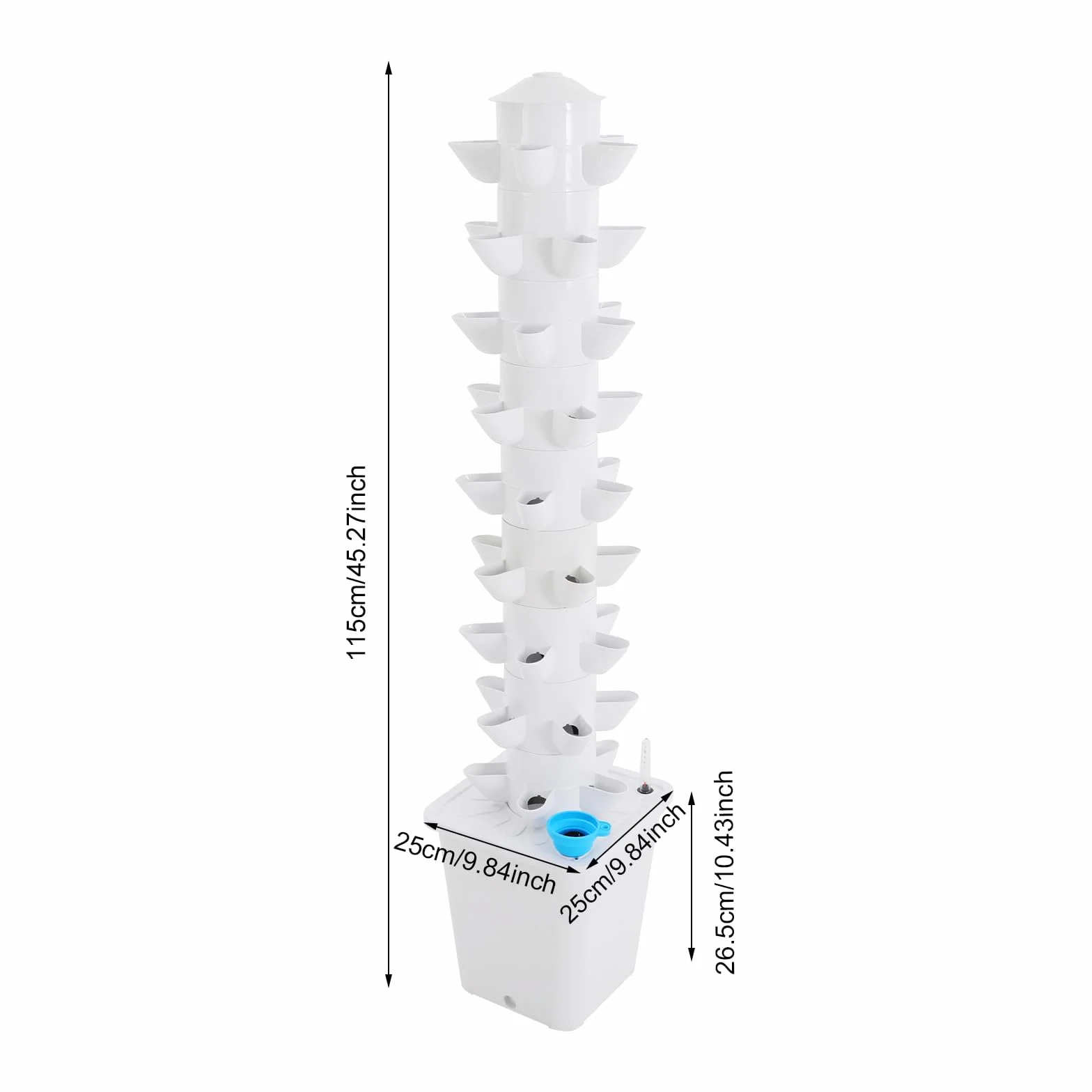 Hydroponic Tower Growing System, Hydroponik Turm Kit mit 10L Wassertank, 9 Etagen 45 Löcher Pflanzturm Hydroponisches Anzuchtsystem für Kräuter, Obst und Gemüse
