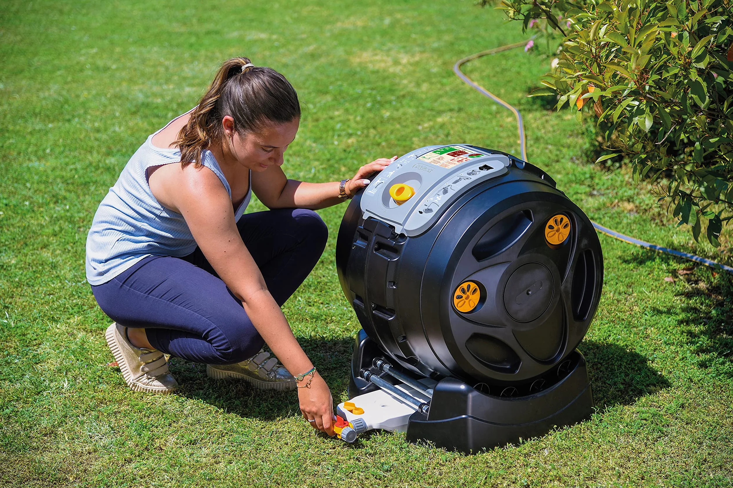Hozelock 4001 0000 Easymix 2in1 Komposter, Schwarz