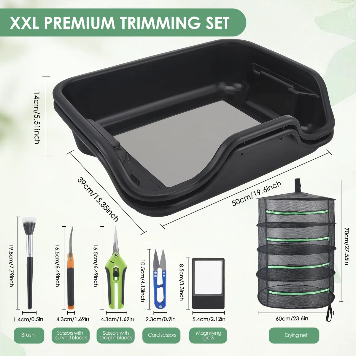 Trim Bin Set,mit 150 Micron Pollensieb,Scheren,Lupe & Bürste,Trimming Tray und Dry Sift Sieb,Trimming Tray für Pollen and Herbs