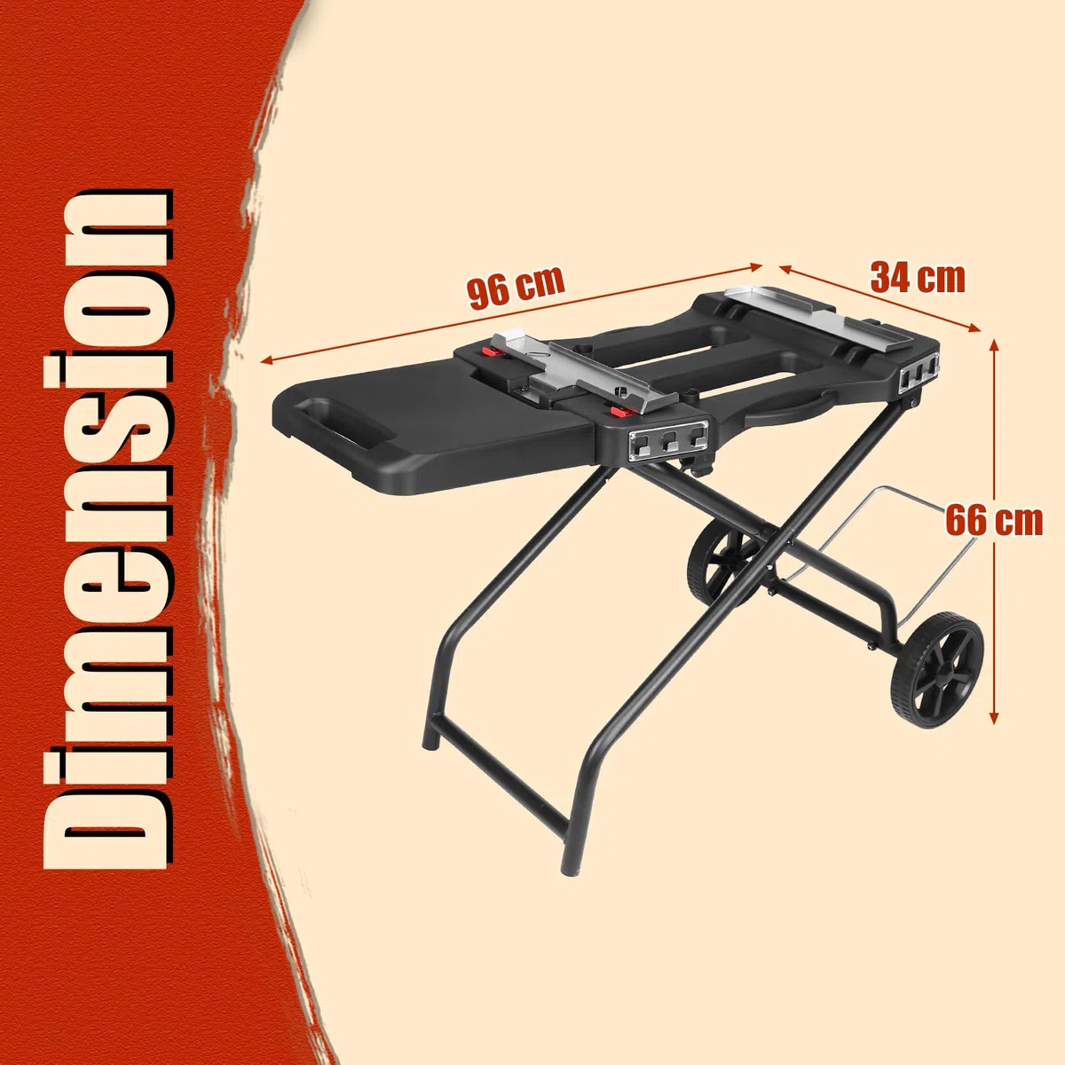 Denmay Tragbarer Grillwagen für Weber Q1200, Q1000, Q2200, Q2000 Serie, Grillständer Outdoor für Q1100N, Q1200N, Q2100N, Q2200N Serie, Faltbarer Grillwagen mit Rad, Outdoor Servierwagen