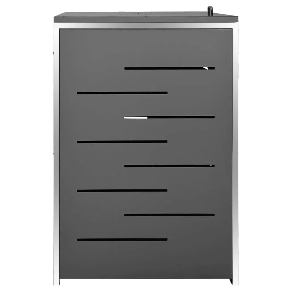 Mülltonnenbox für 4 Tonnen 276,5x77,5x115,5 cm Rahmen aus Edelstahl Mülltonnenverkleidung Müllbox Mülltonne Müllcontainer Gartenbox Gerätebox Mülltonnenschrank Anthrazit