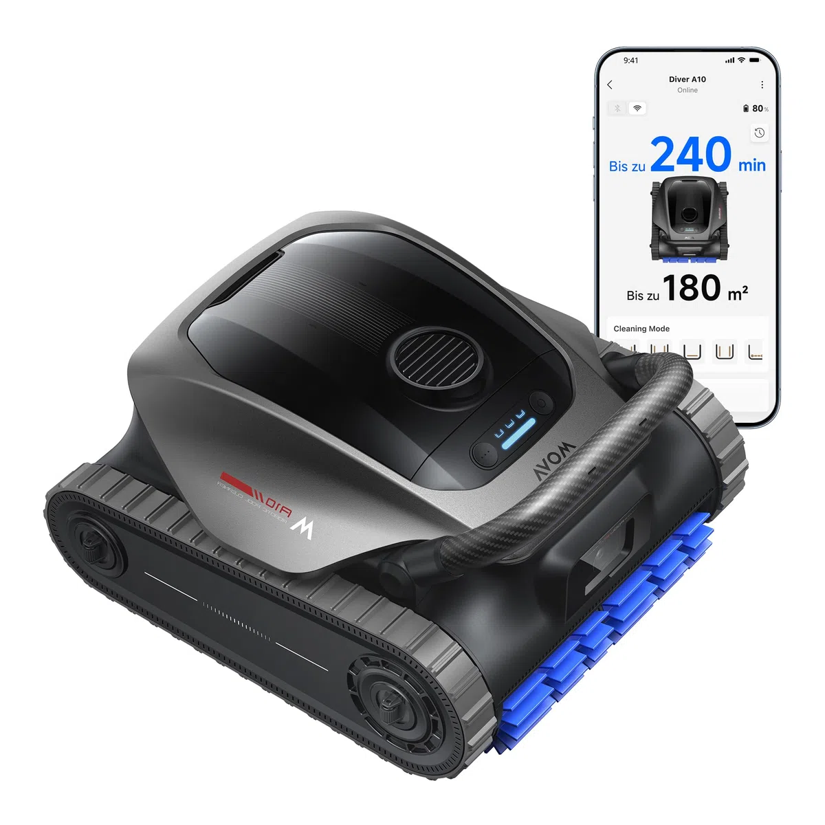 MOVA Diver A10 Poolroboter, 22.700 l/h Saugleistung, 240 Min. Laufzeit, KI Kantenreinigung & Routenplanung, doppelte Wasserlinienreinigung, großer 3,5 l Filterkorb, wöchentliche Zeitplanung