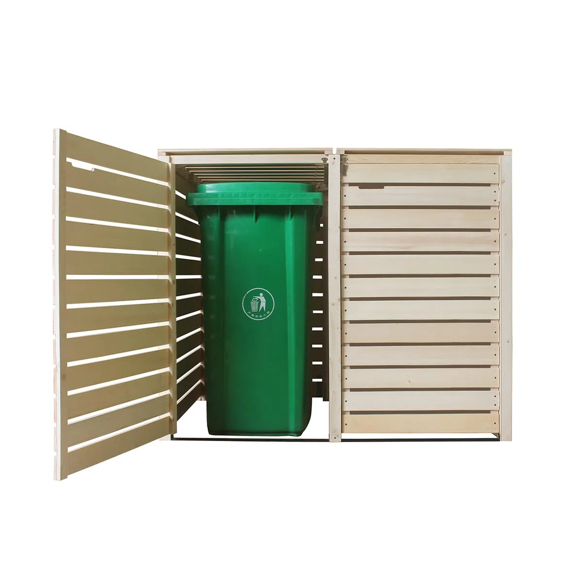 Mülltonnenbox Mülltonnenverkleidung Mülltonnecontainer Holz 120L - 240L Natur mit Rückwand Modell HH (3 Tonnen)