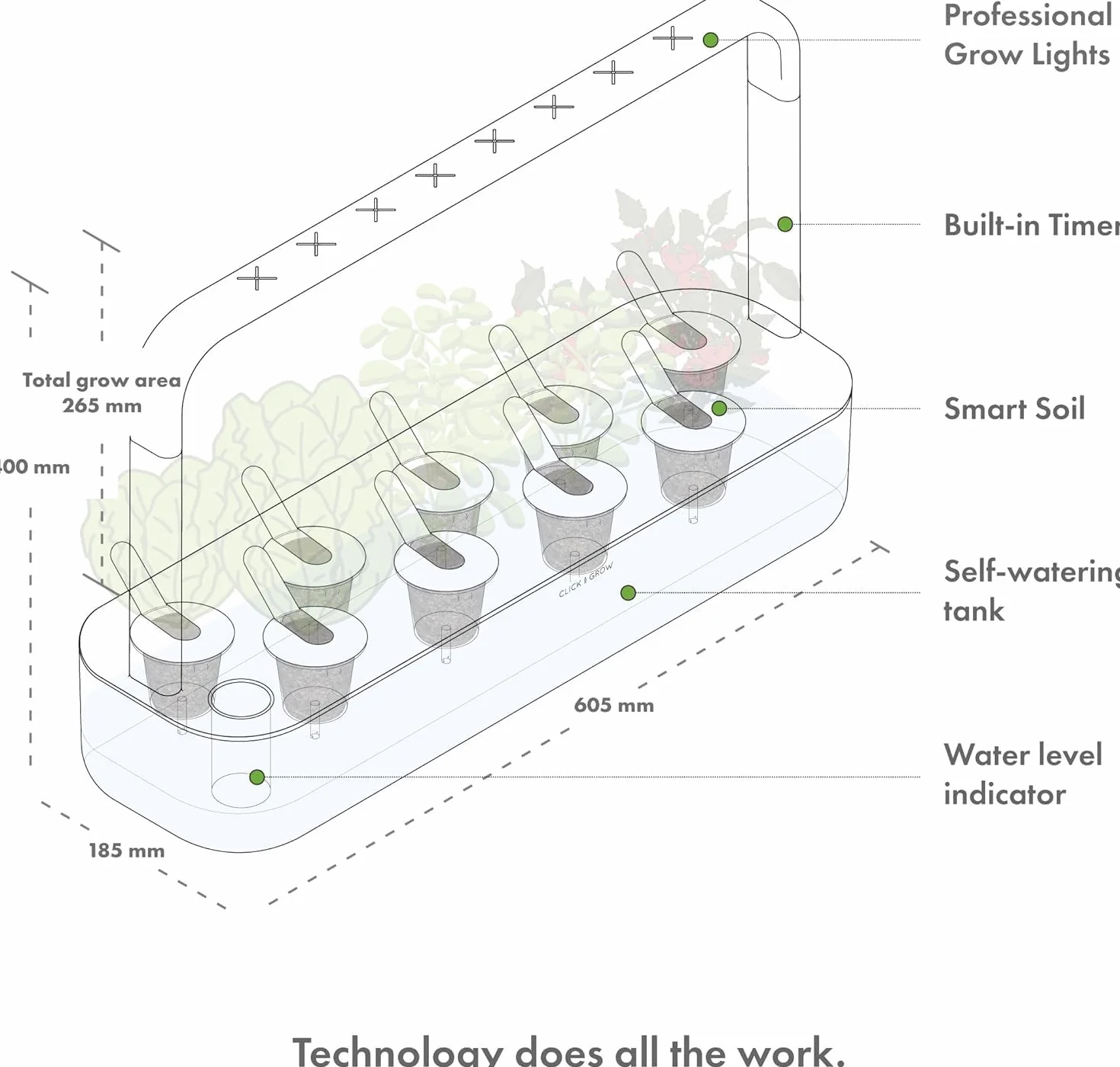 Click and Grow Indoor Garten, einfacher als Hydroponisches anzuchtsystem, Smart Garden mit LED, kräutergarten, Indoor gewächshaus mit 9 Plant pods dabei (weiß)