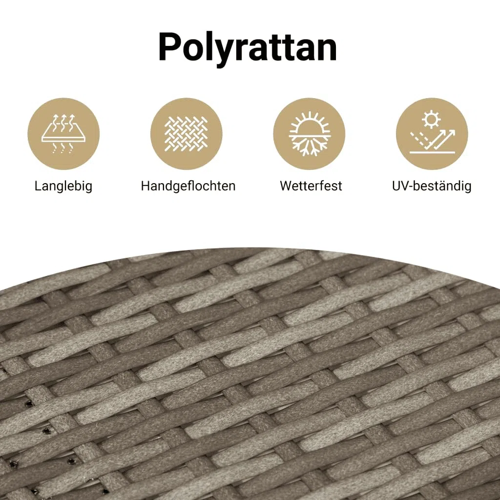 vidaXL Gartentisch, Outdoor Tisch mit Verstellbarer Tischplatte, Couchtisch mit Stahlrahmen, Esstisch Gartenmöbel, Grau Poly Rattan Akazienholz