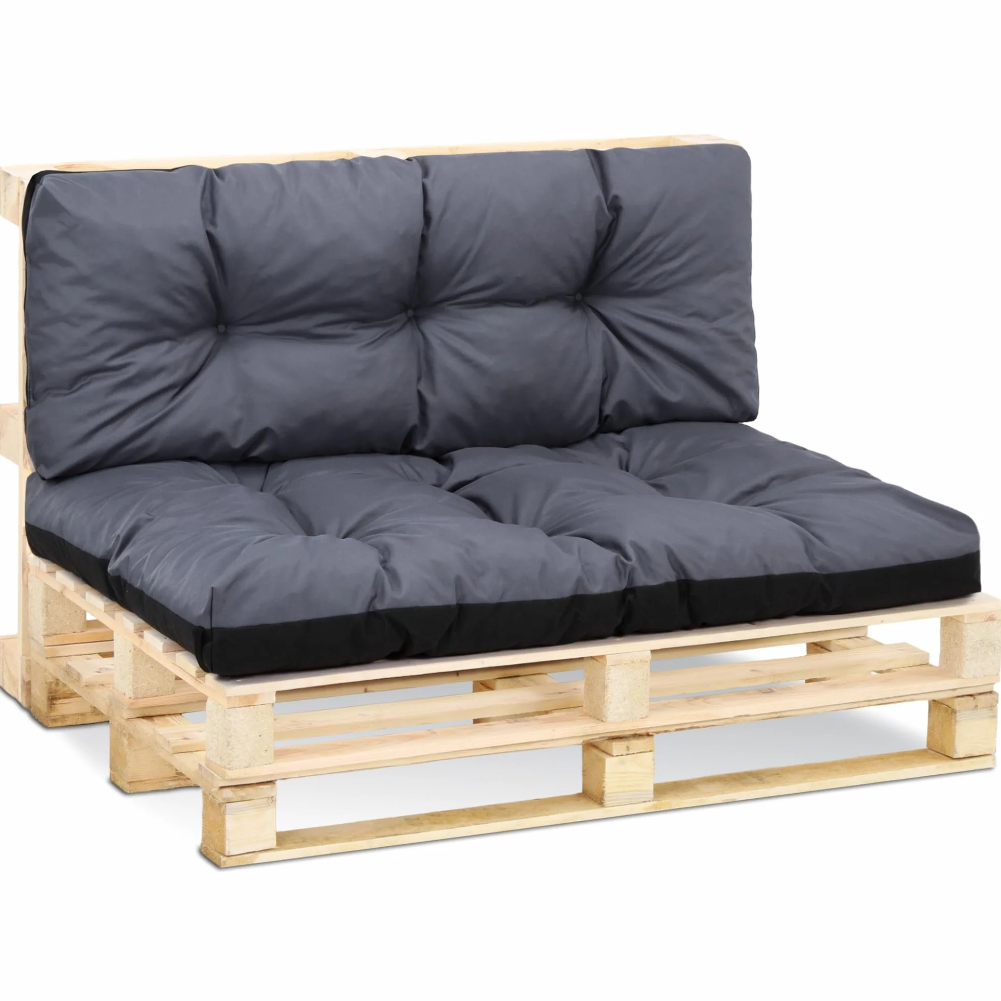 Amazinggirl Palettenkissen Outdoor Waschbar Set: 40x120 cm + 80x120 cm - Pallettensitzkissen Europaletten Sitzkissen Polster Graphit