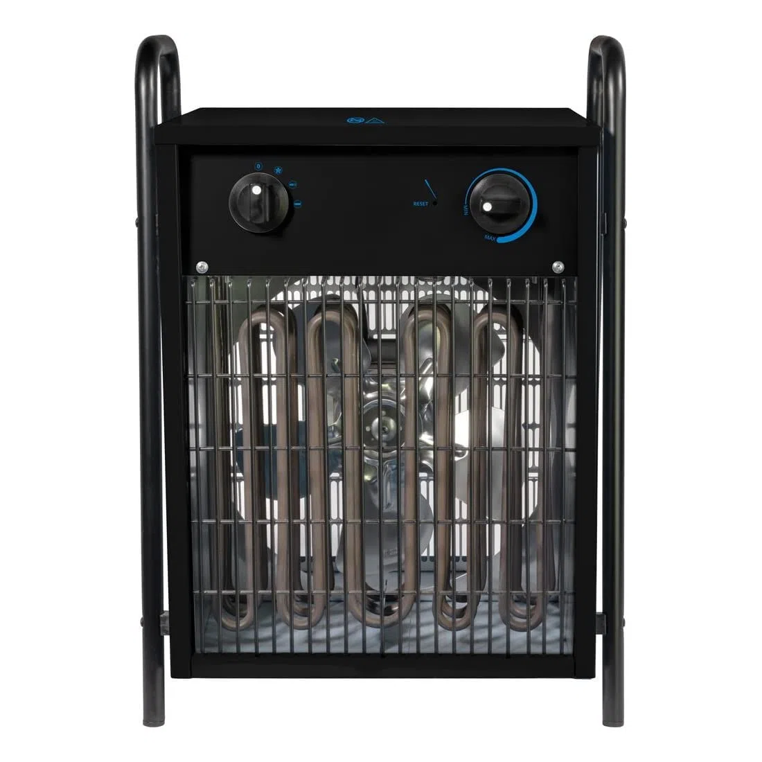 Güde GH 9 EV Elektroheizer - 400 Volt, 9 Kilowatt, zwei Heizstufen 4,5 und 9 Kilowatt, Ventilatorfunktion, Gebläseleistung 780 Kubikmeter pro Stunde, stufenloser Thermostat, Überhitzungsschutz
