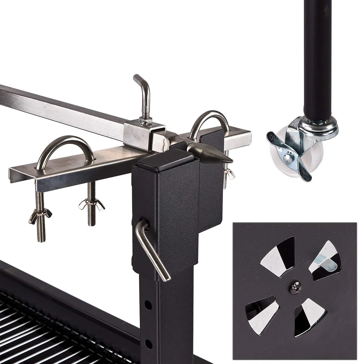 DEMA Spanferkelgrill Normandie – Lammgrill, BBQ Grill, Grillwagen, Spießgrill – 85 cm, mit Motor, robust, langlebig – für Spanferkel, Lamm, Outdoor