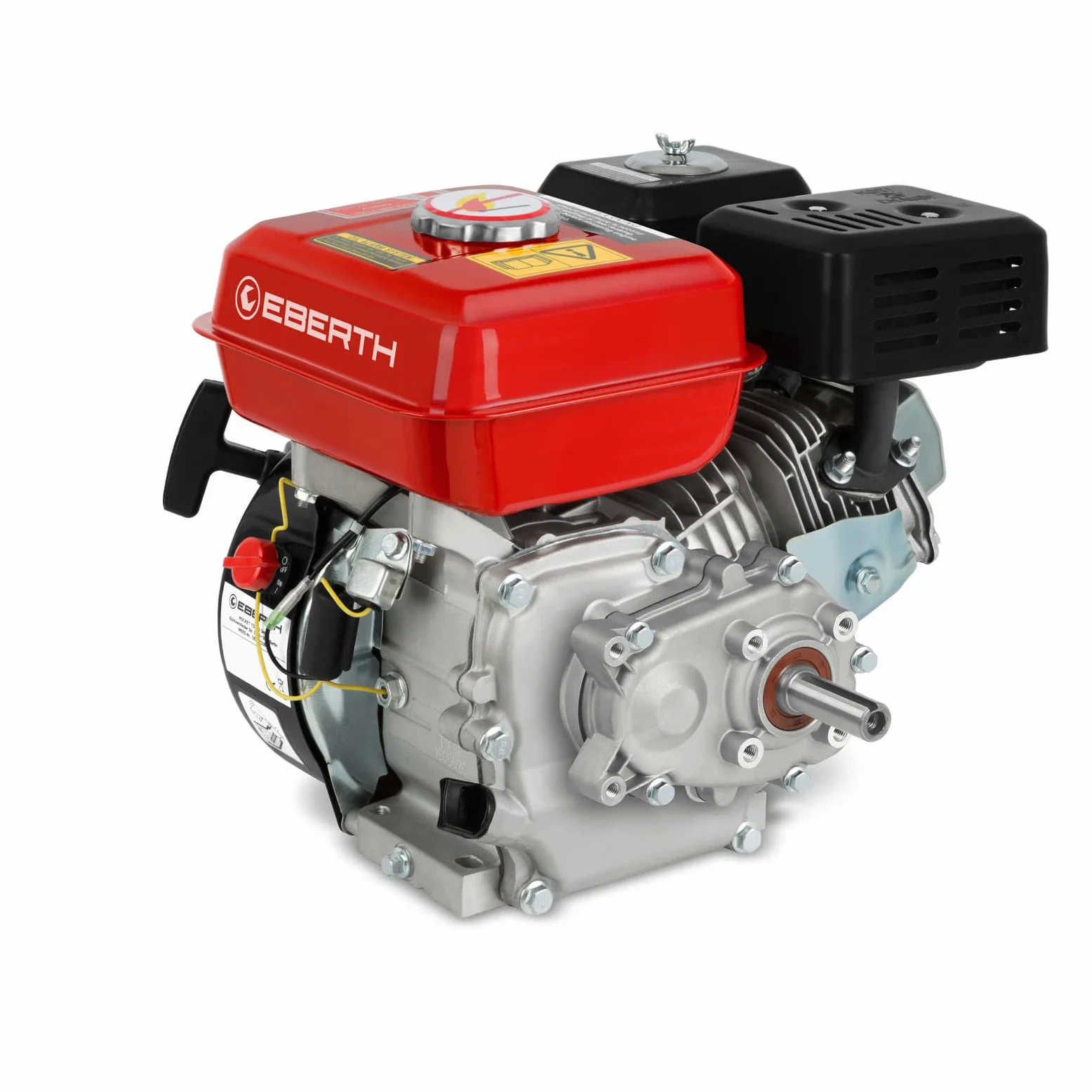 EBERTH 6,5 PS 4,8 kW Benzinmotor Standmotor Kartmotor mit Reduktionsgetriebe 2:1, Benzin Motor mit 20 mm Ø Welle, Ölmangelsicherung, 4-Takt, 1 Zylinder, 196 CCM Hubraum, Antriebsmotor mit Getriebe