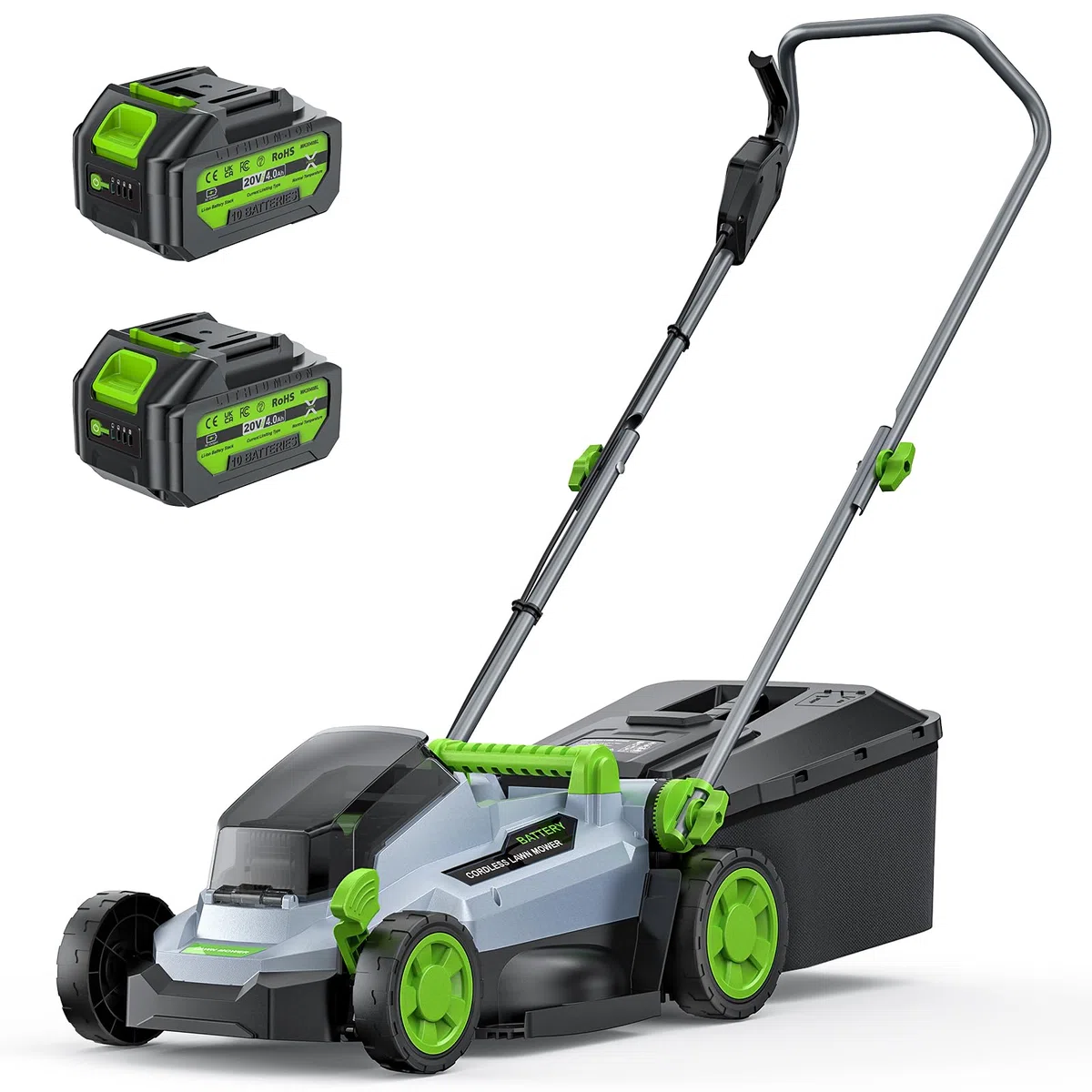 ETOOLAB Akku-Rasenmäher 40V (2x20V), 33cm Schnittbreite, bis 280 m², Brushless, Mulch-Kit, 30L Fangkorb, 25-75 mm Schnitthöhe, 2X 4,0 Ah Akkus+Ladegerät