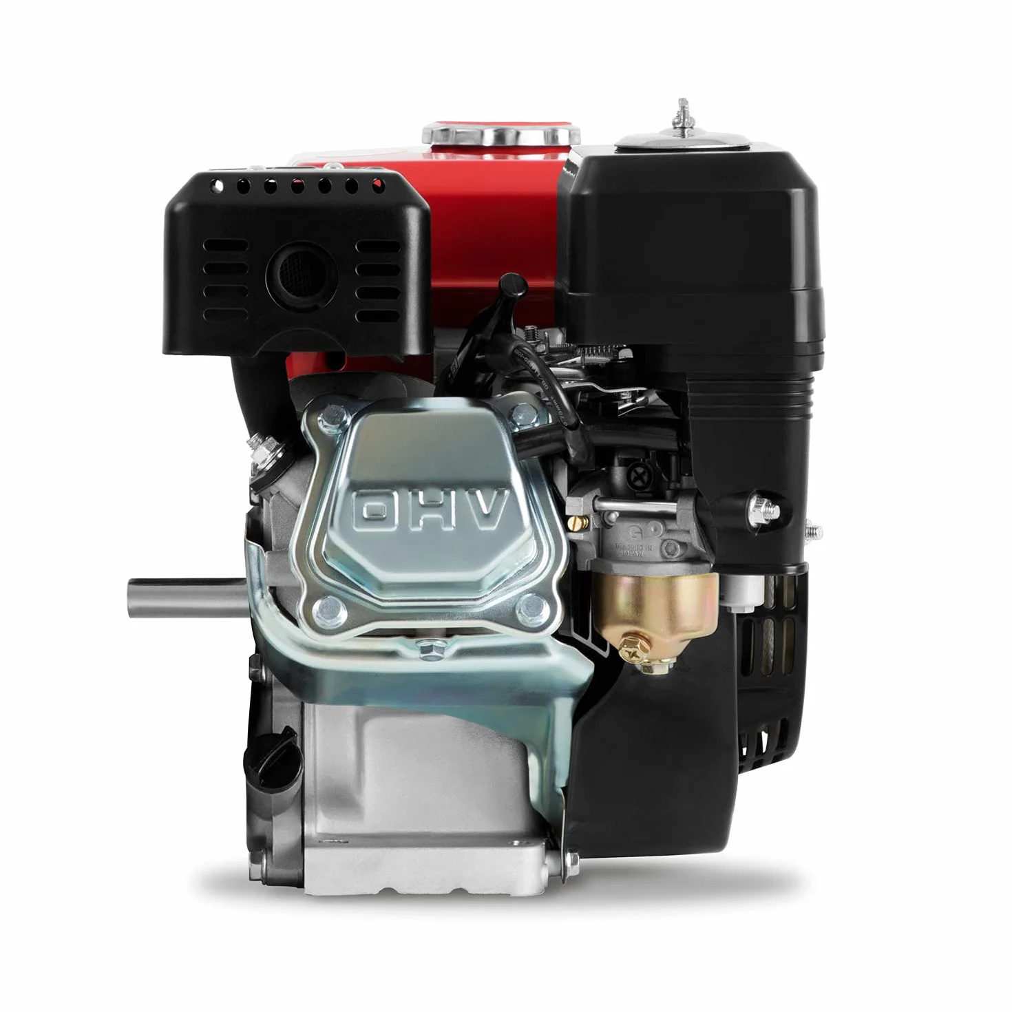 EBERTH 6,5 PS 4,8 kW Benzinmotor Standmotor Kartmotor Antriebsmotor mit 20 mm Ø Welle, Ölmangelsicherung, 4-Takt, 1 Zylinder Benzin Motor, 196 ccm Hubraum, luftgekühlt, Seilzugstart