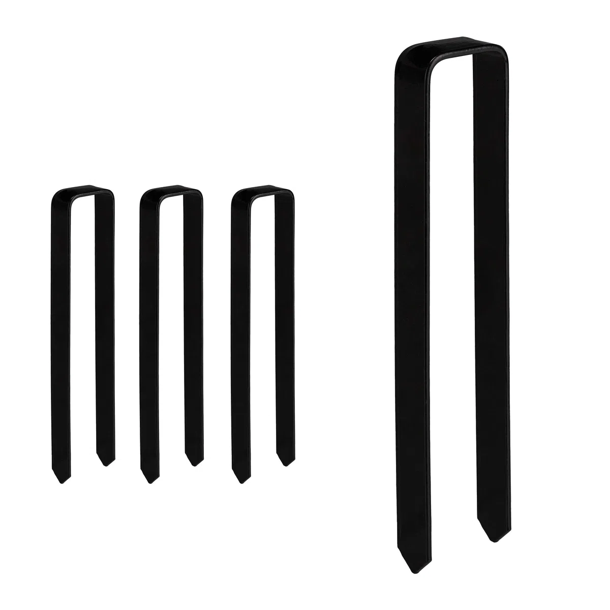 12 x Erdanker, Befestigung Rosenbogen, U-Form, Erdhaken groß, XXL, HBT: 30 x 6,5 x 2,5 cm, Stahl Bodenanker, schwarz